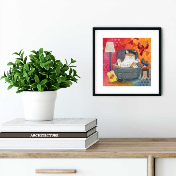 armchair-quarterback-cat-wall Armchair Quarterback Cat – Art Print