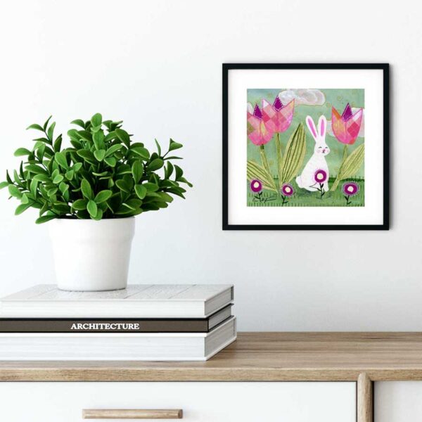 Bunny and Tulips – Art Print