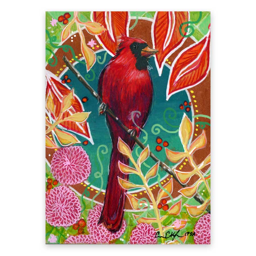 cardinal-and-mums-print