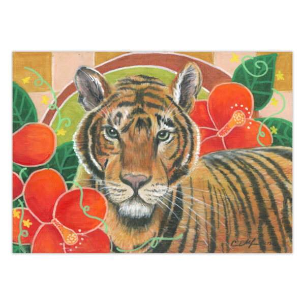 Tiger in Hibiscus – Original Art